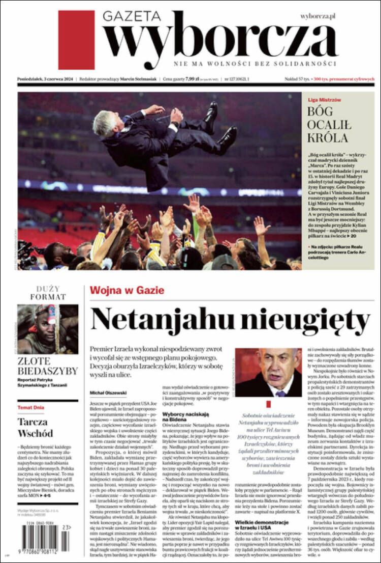 Portada de Gazeta Wyborcza (Polonia)