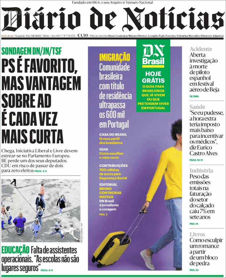 Portada de Diário de Noticias (Portugal)
