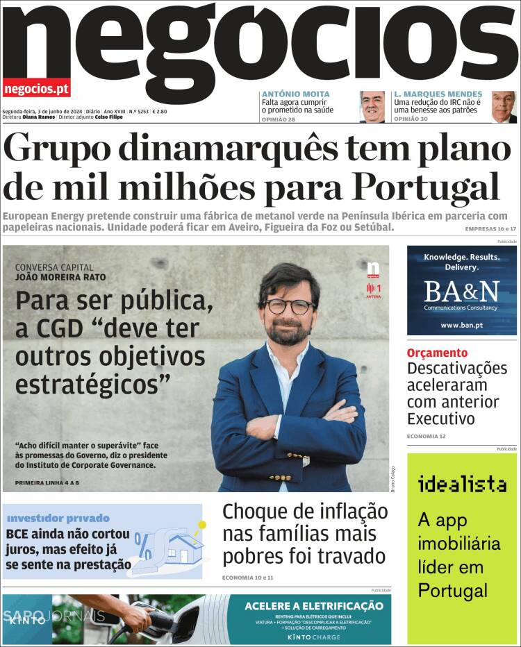 Portada de Jornal de Negócios (Portugal)