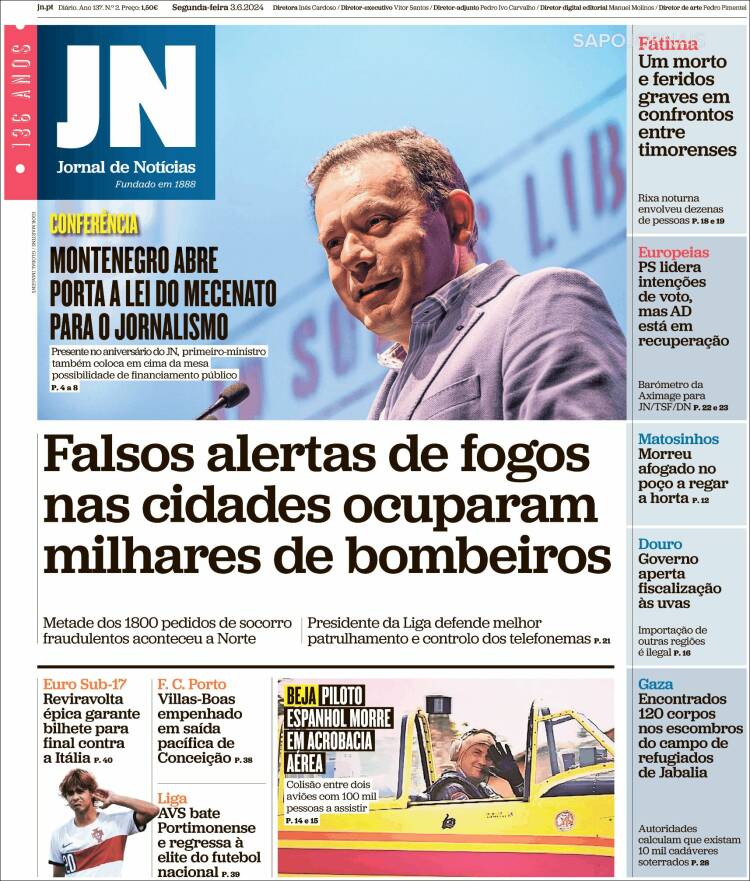 Portada de Jornal de Notícias (Portugal)