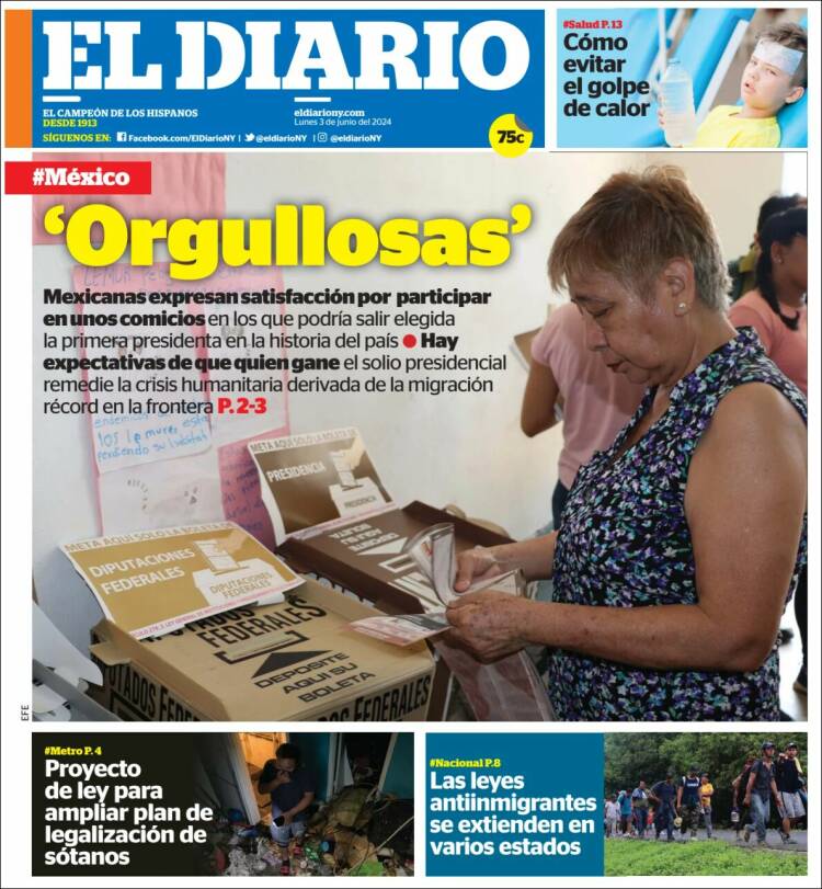 Portada de El Diario NY (USA)