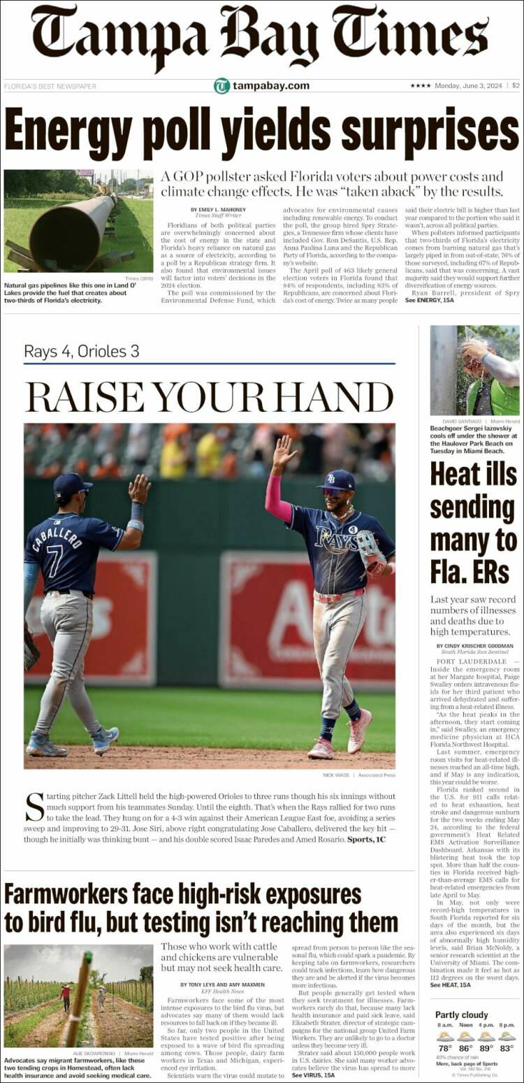 Portada de Tampa Bay Times (USA)