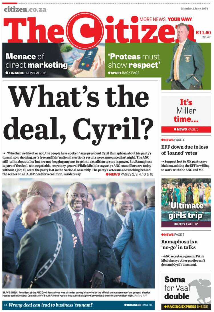 Portada de The Citizen (Sud&aacute;frica)