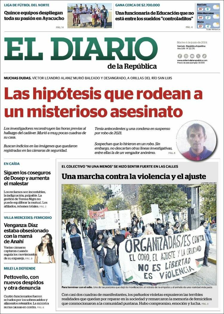 Portada de Diario de la República (Argentina)