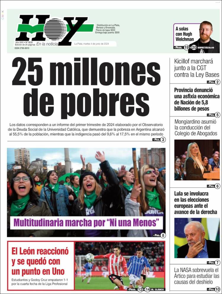 Portada de Diario Hoy (Argentina)