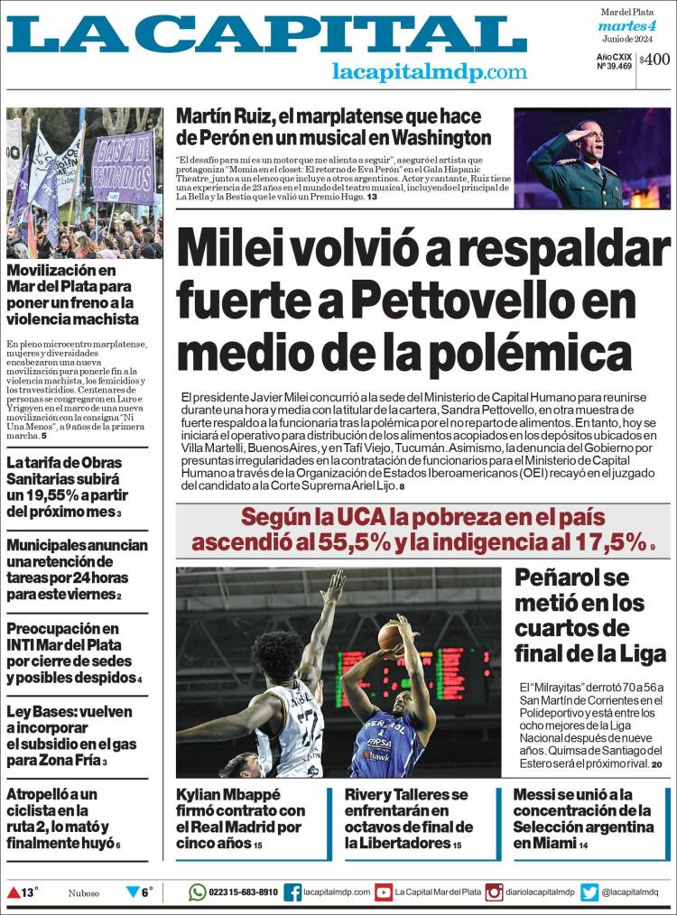 Portada de Diario La Capital - Mar del Plata (Argentina)