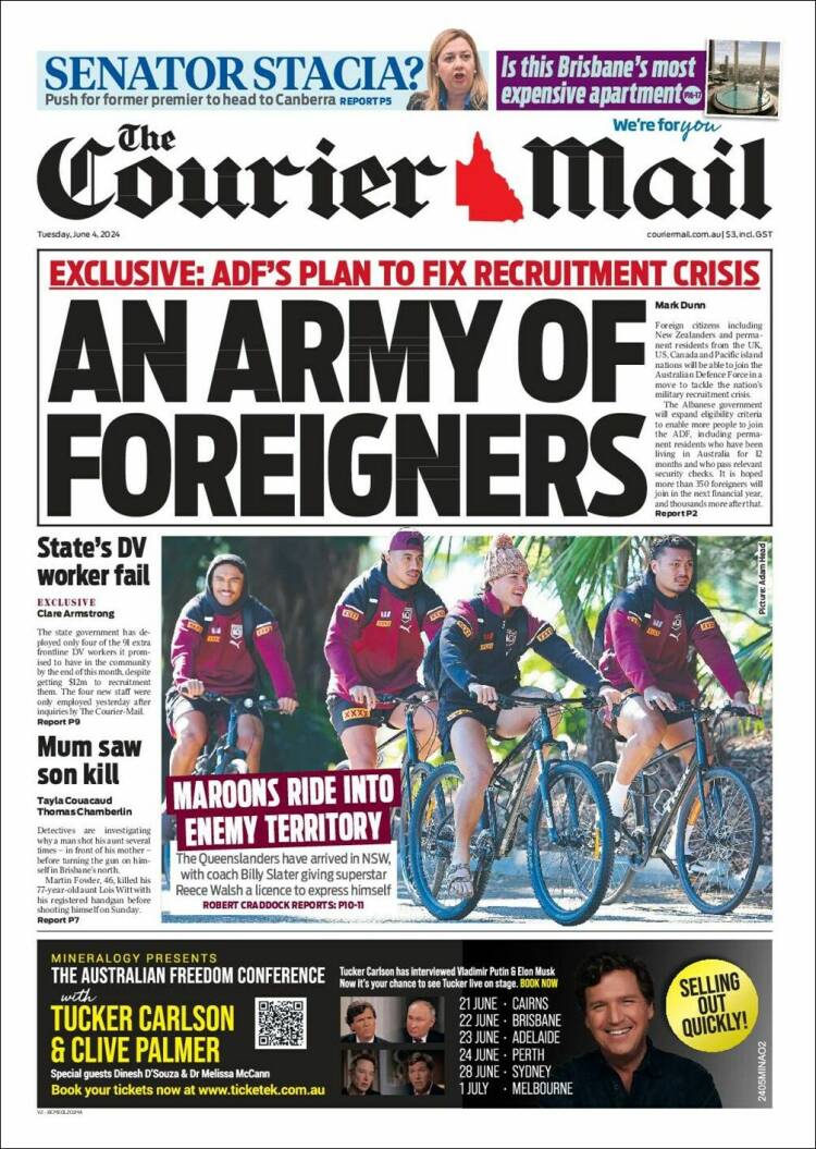 Portada de The Courier-Mail (Australia)