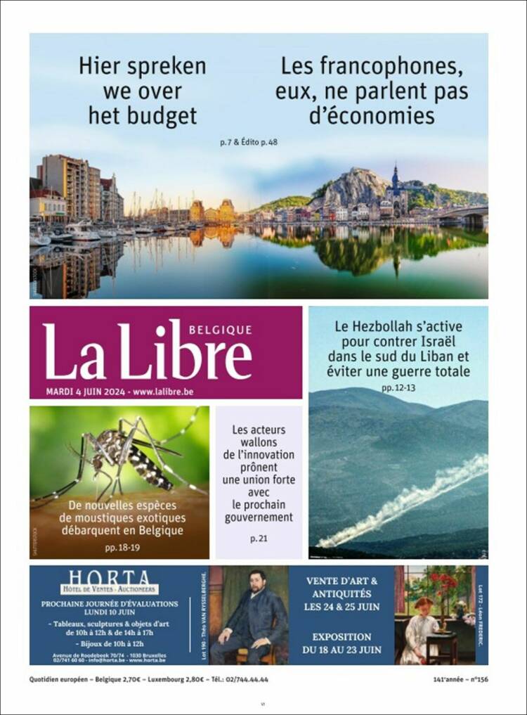 Portada de La Libre.be (B&eacute;lgica)