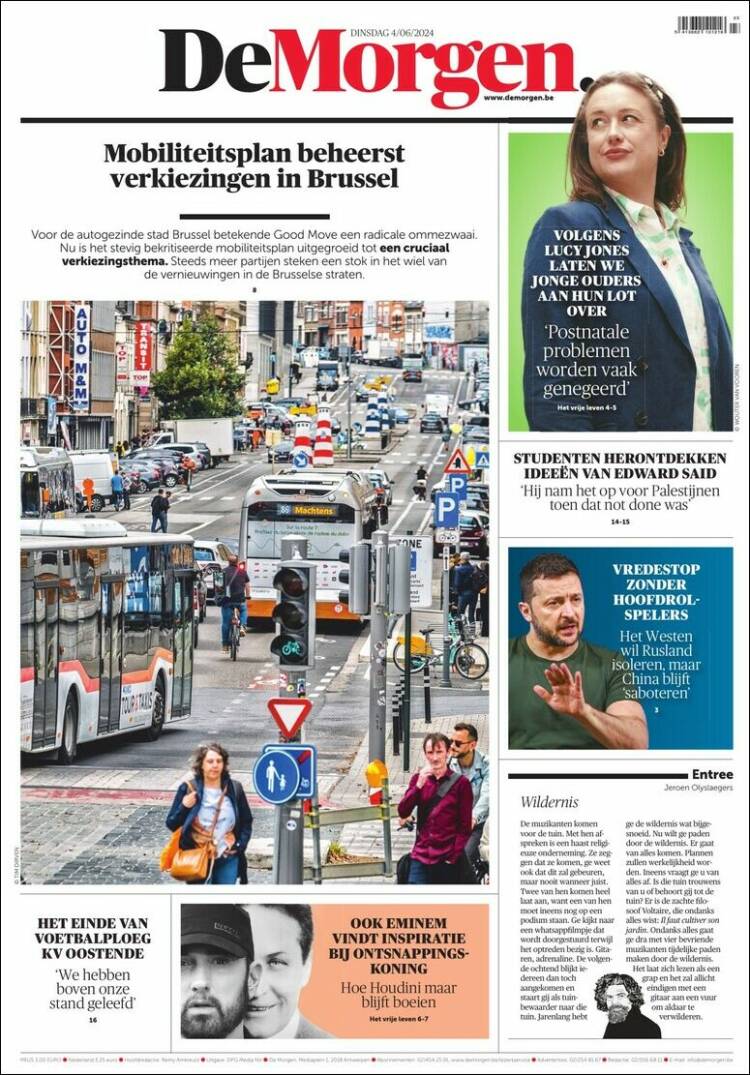 Portada de De Morgen (B&eacute;lgica)