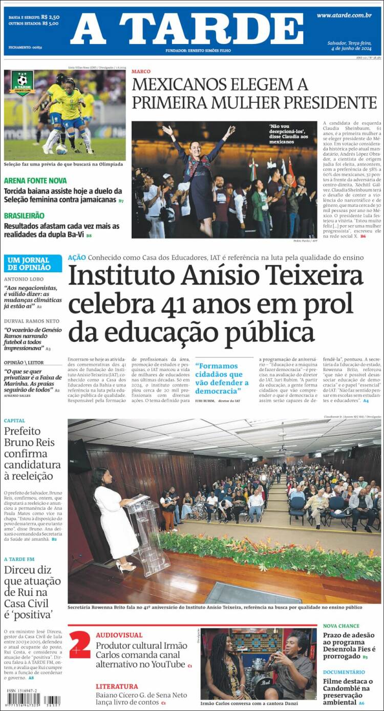 Portada de Diário A Tarde (Brasil)