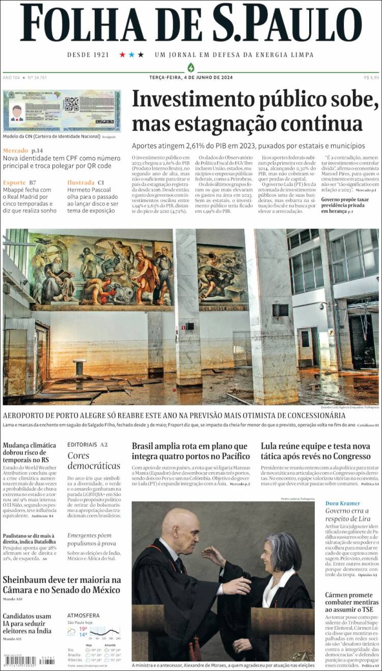 Portada de Folha de São Paulo (Brasil)