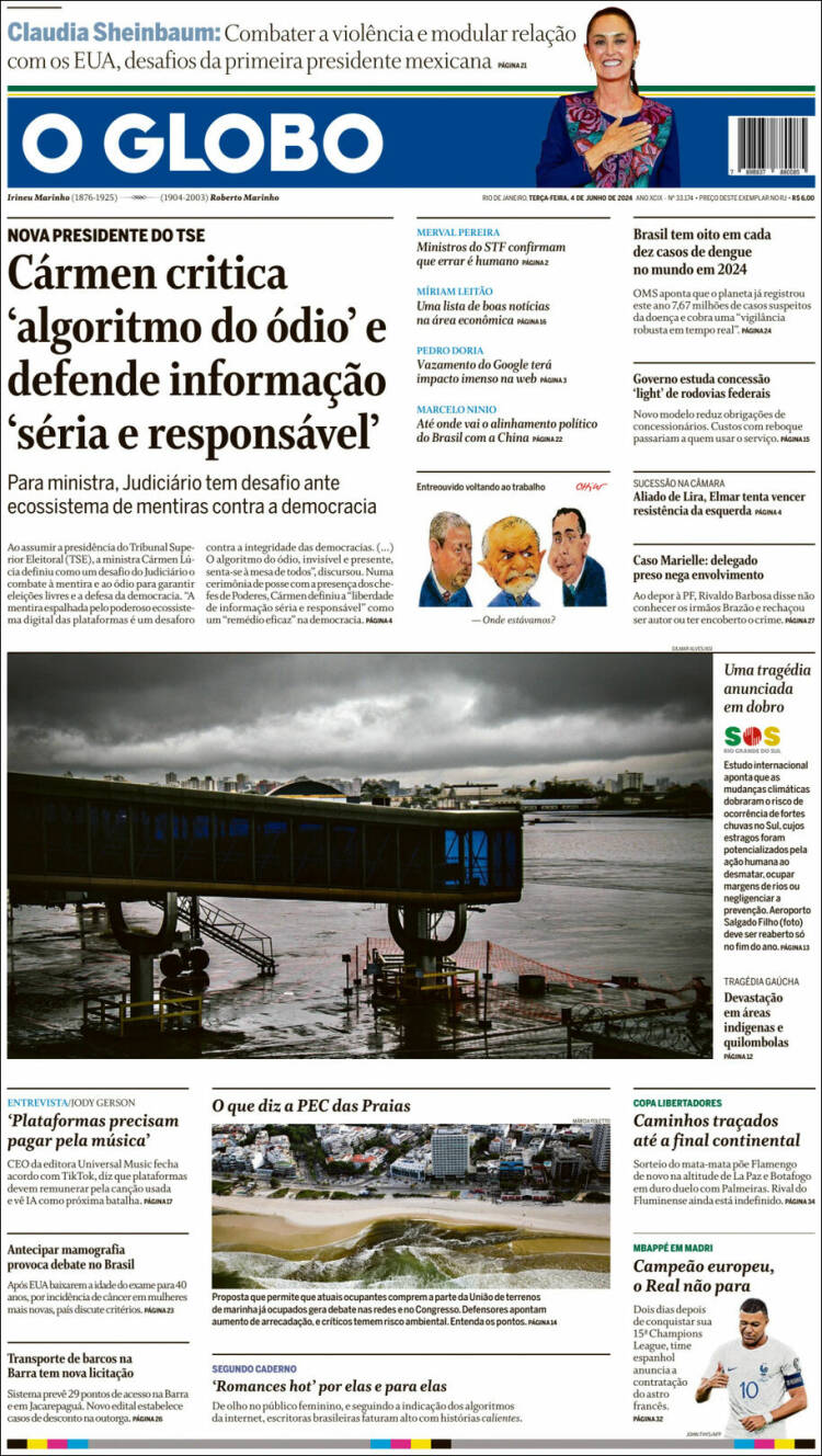 Portada de O Globo (Brasil)