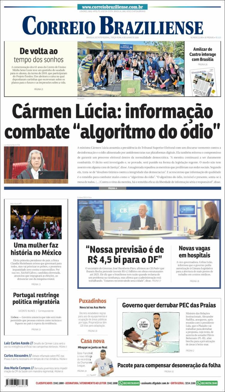 Portada de Correio Braziliense (Brasil)
