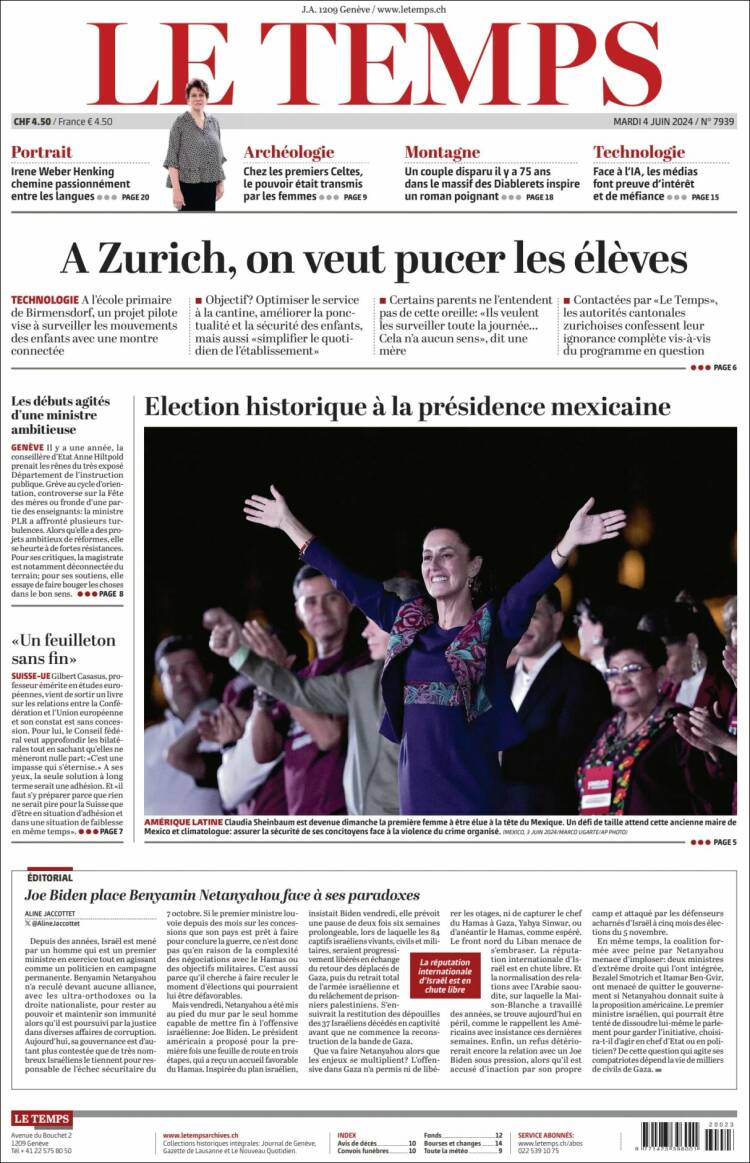Portada de Le Matin (Suiza)