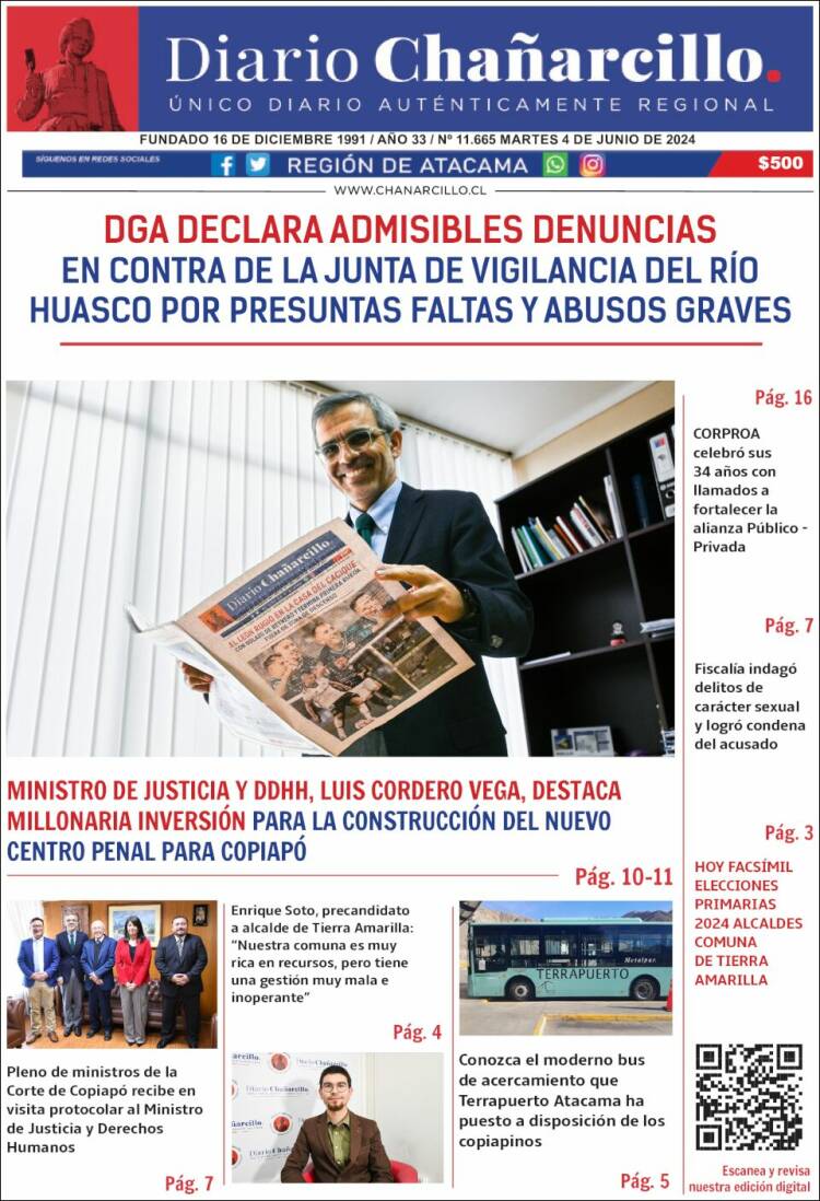 Portada de Diario Chañarcillo (Chile)