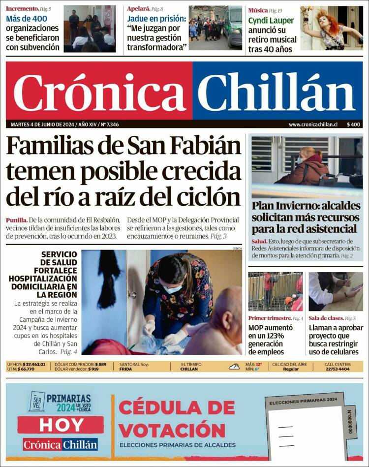 Portada de Crónica Chillán (Chile)