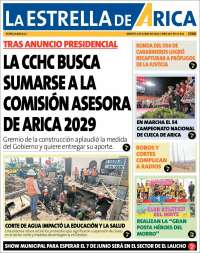 Portada de La Estrella de Arica (Chile)