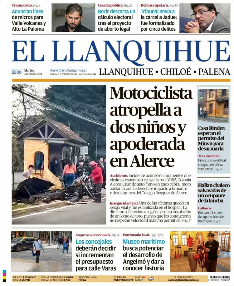 Portada de El Llanquihue (Chile)