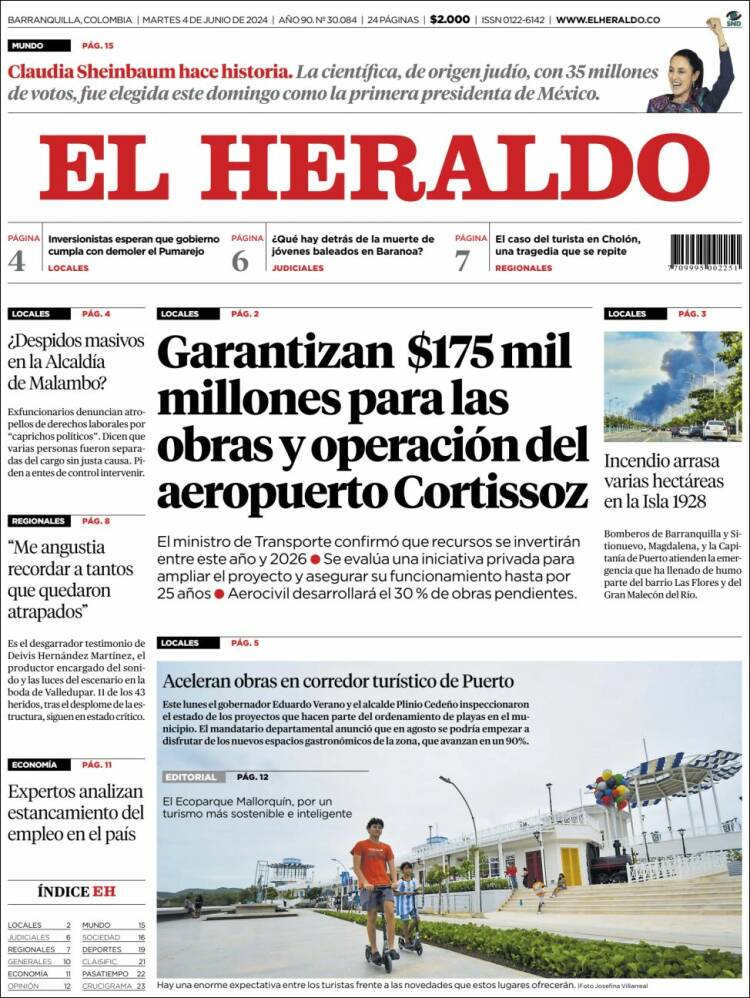 Portada de El Heraldo (Colombia)