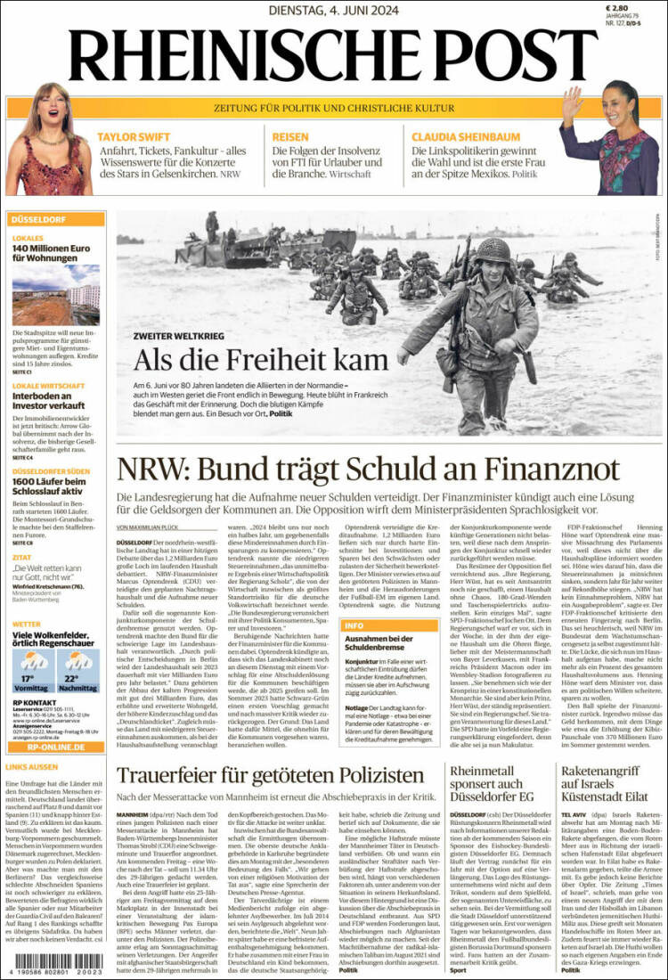 Portada de Rheinische Post (Alemania)