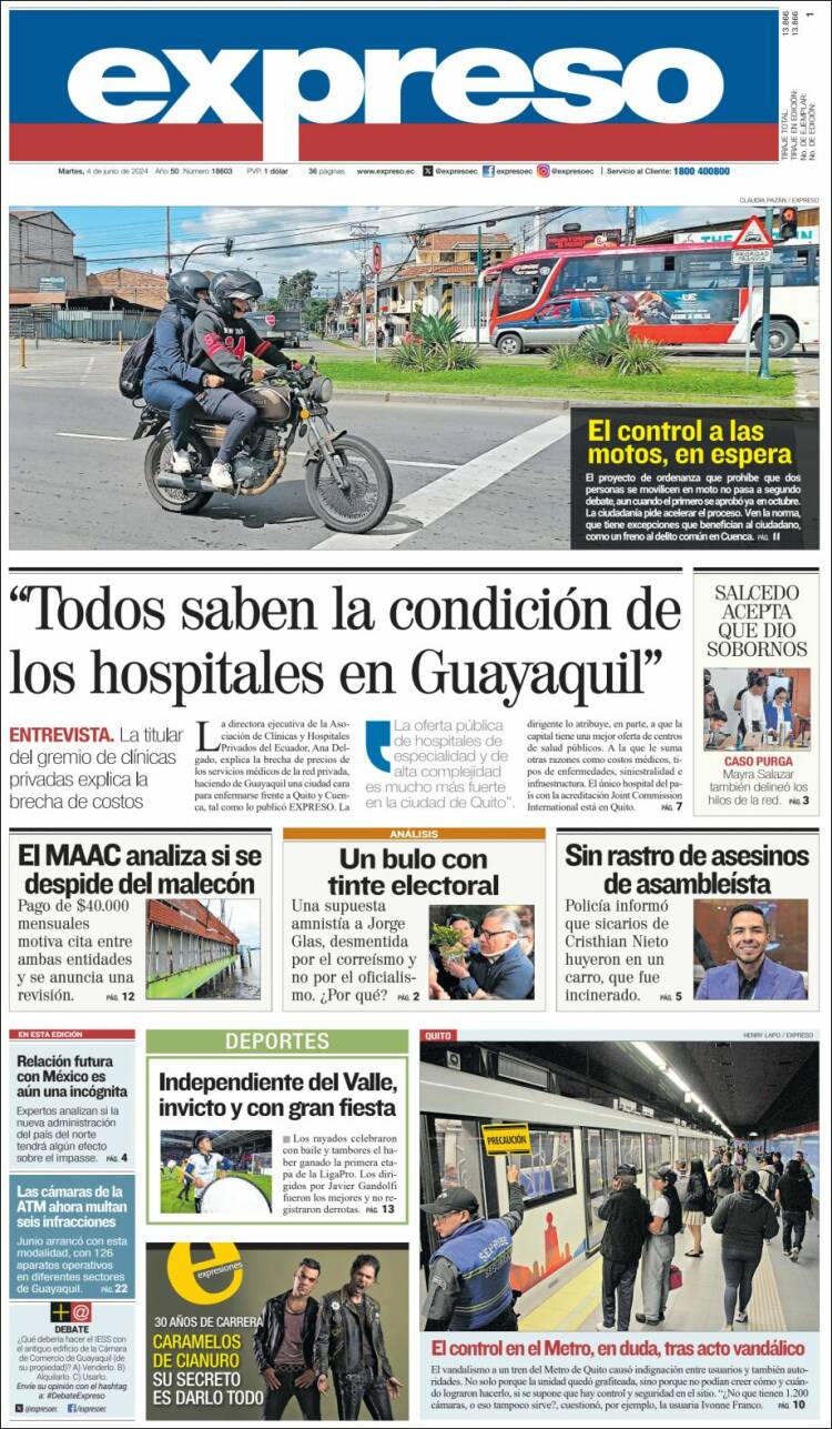 Portada de Expreso (Ecuador)