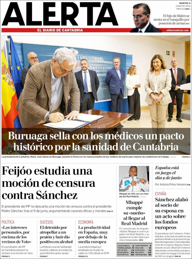 Portada de Alerta - El Diario de Cantabria (España)