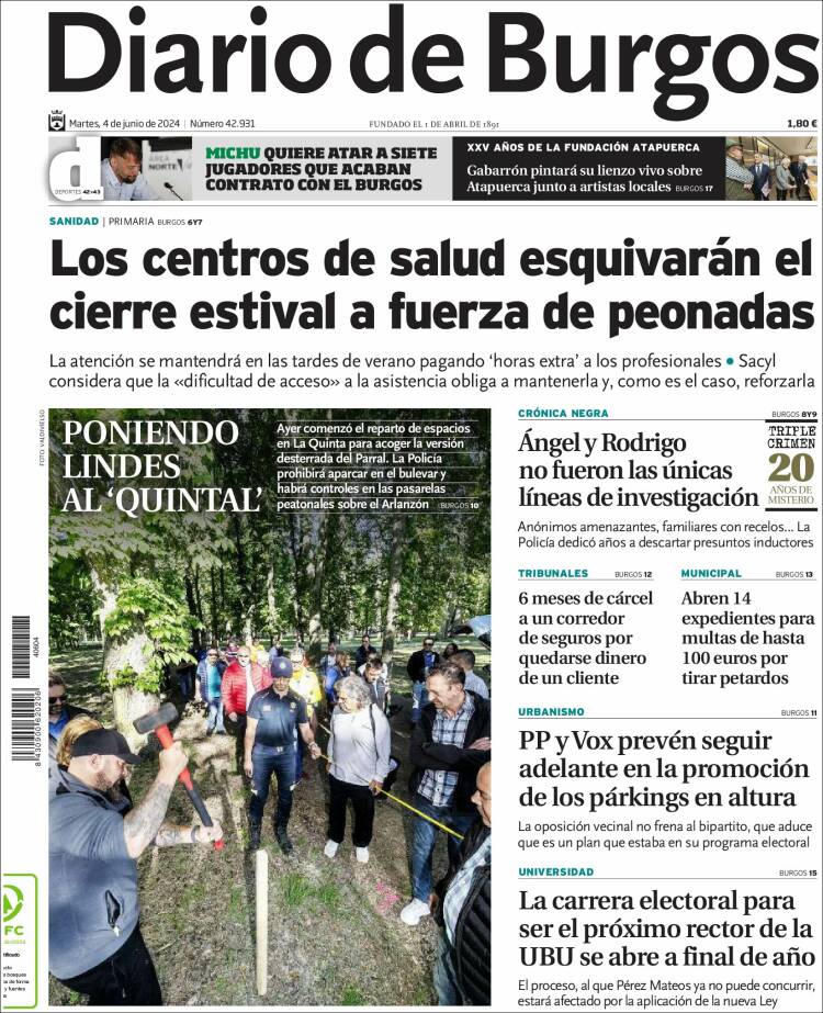 Portada de Diario de Burgos (España)