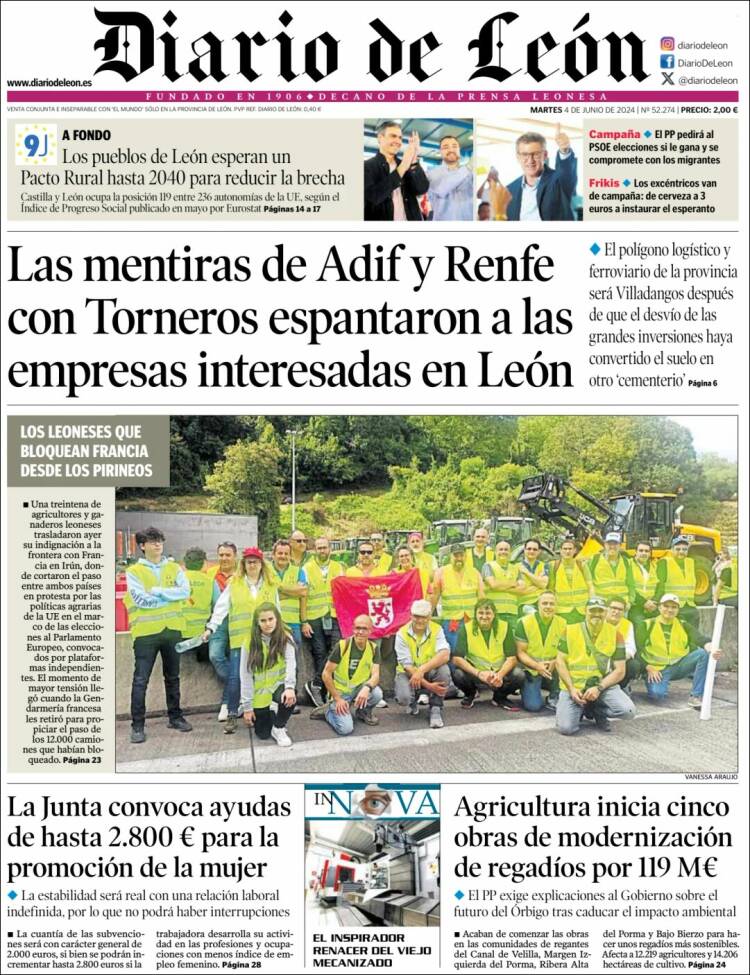 Portada de Diario de León (España)