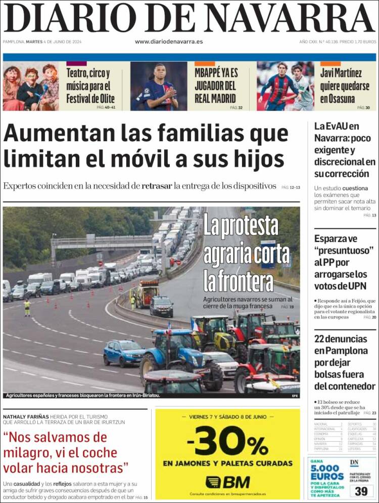 Portada de Diario de Navarra (España)
