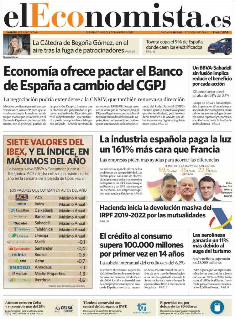 Portada de El Economista (Espa&ntilde;a)