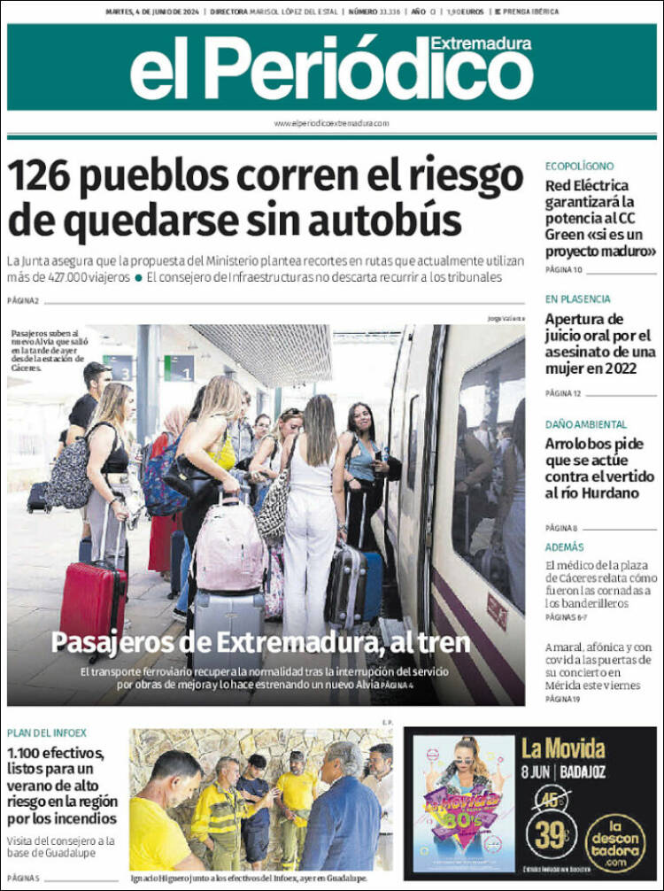 Portada de El Periódico de Extremadura (España)