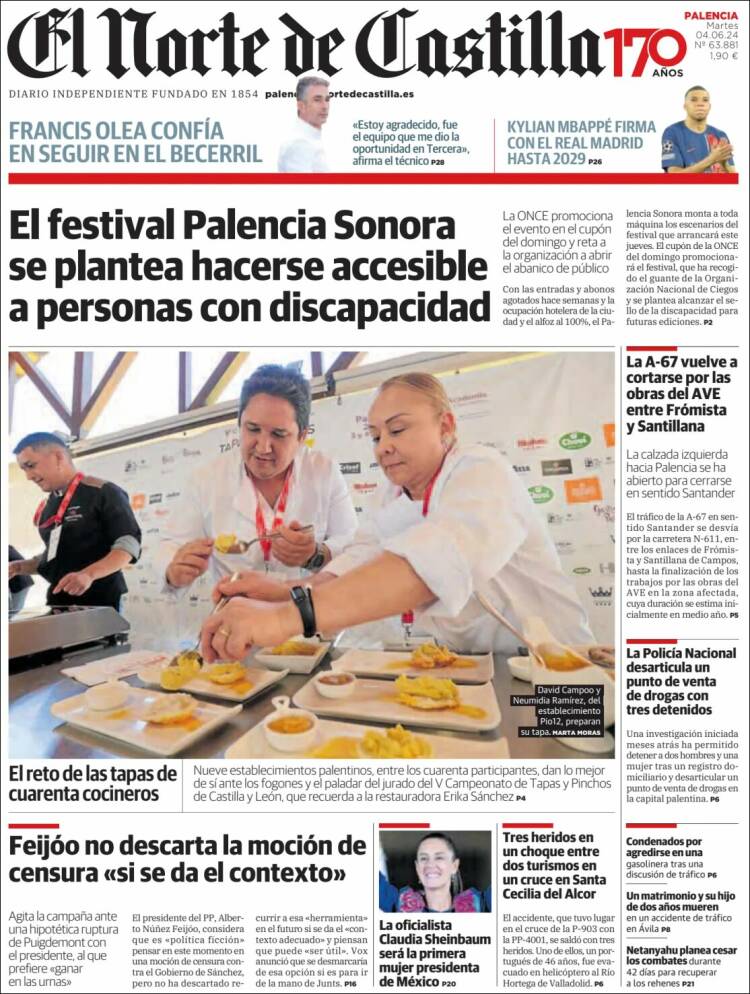 Portada de Norte de Castilla - Palencia (España)