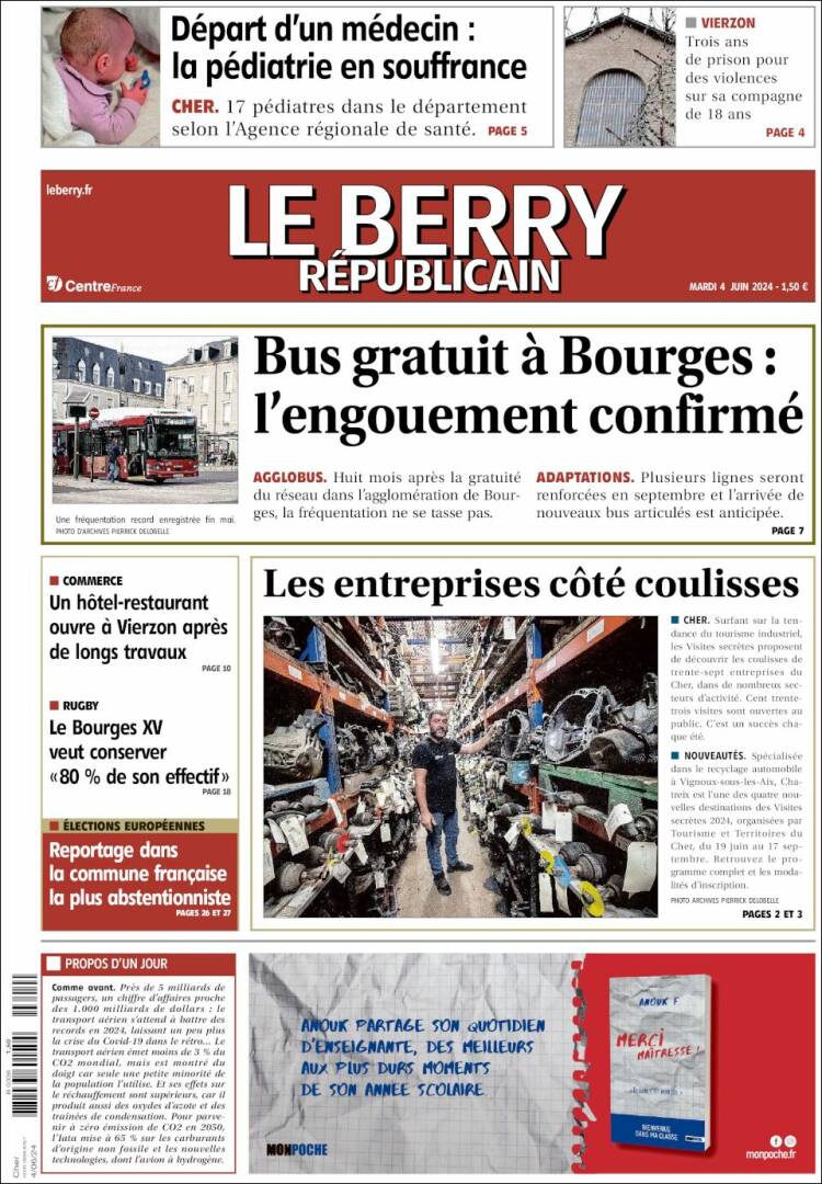 Portada de Berry Republicain (Francia)