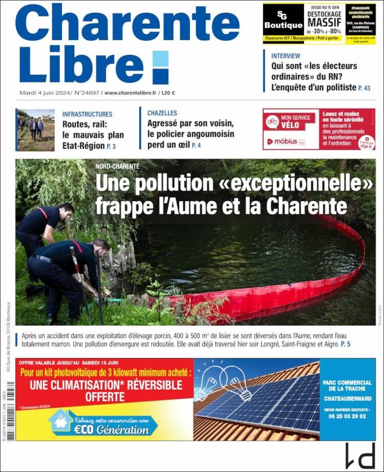 Portada de Charente Libre (Francia)