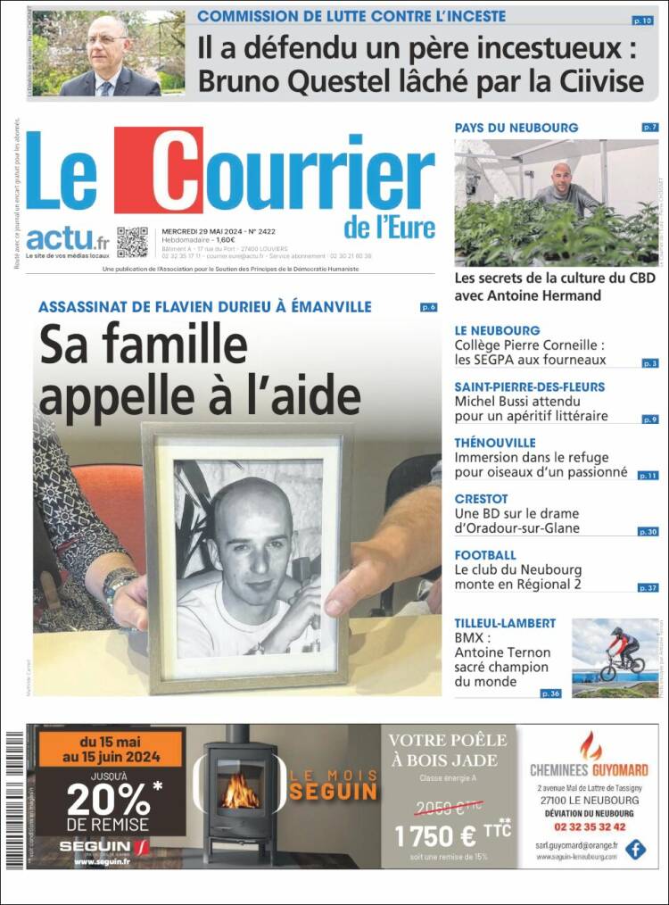 Portada de Le Courrier de l'Ouest (Francia)