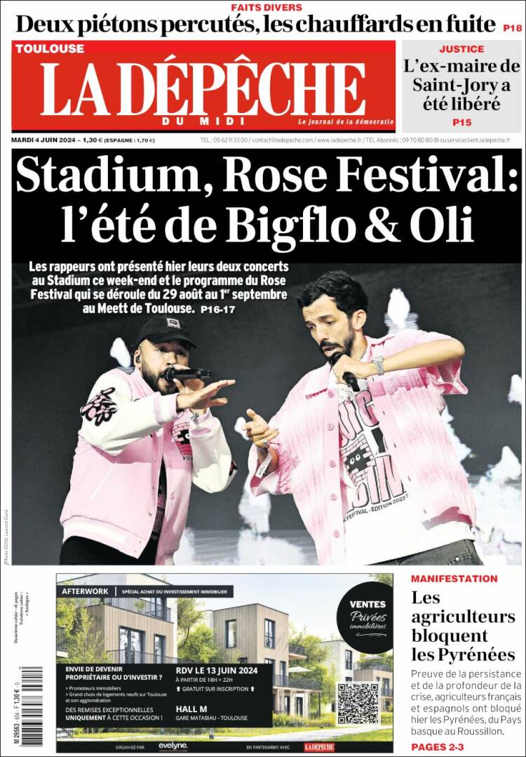 Portada de La Dépêche du Midi (Francia)