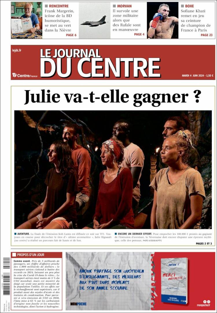 Portada de Le Journal du Centre (Francia)