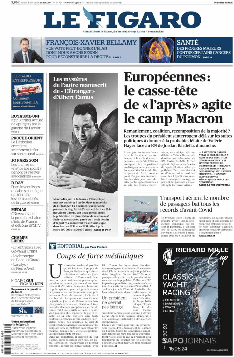 Portada de Le Figaro (Francia)