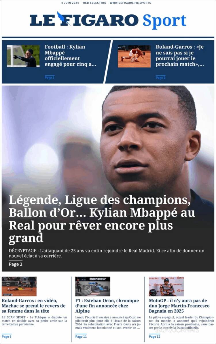 Portada de Le Figaro Sport (Francia)