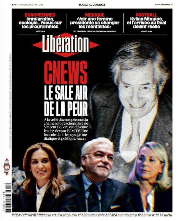 Portada de Libération (Francia)