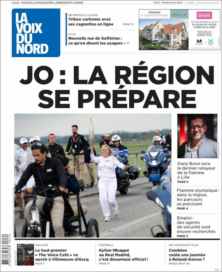 Portada de La Voix du Nord (Francia)