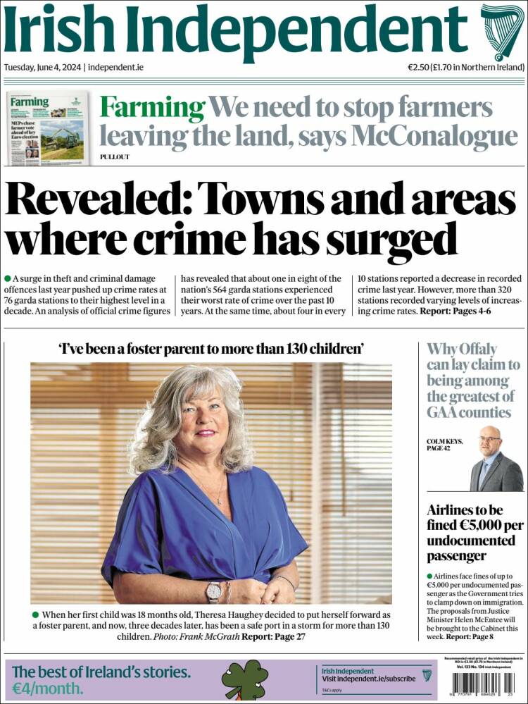 Portada de Irish Independent (Irlanda)