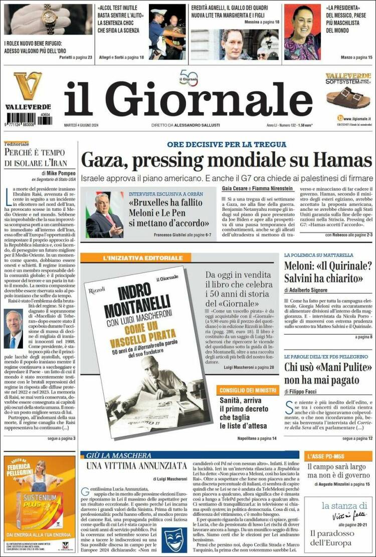Portada de il Giornale (Italia)