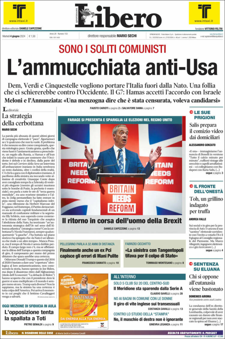 Portada de Libero (Italia)