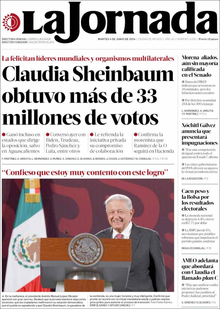Portada de La Jornada (M&eacute;xico)