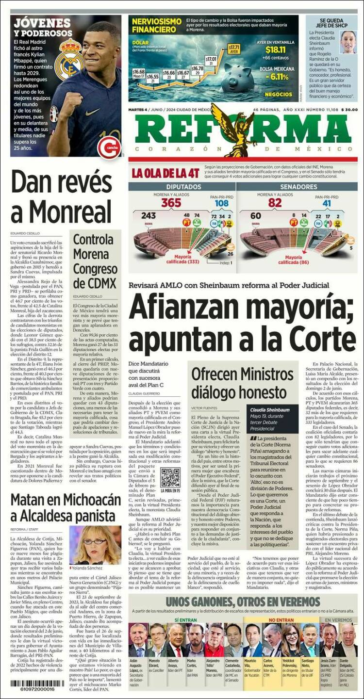 Portada de Reforma (M&eacute;xico)