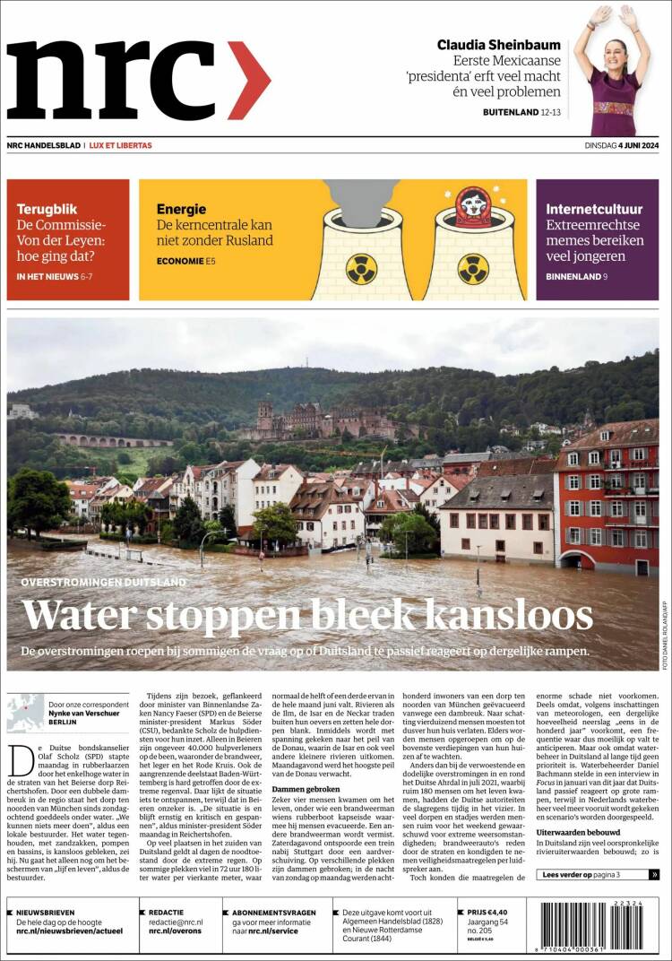 Portada de NRC Handelsblad (Pa&iacute;ses Bajos)