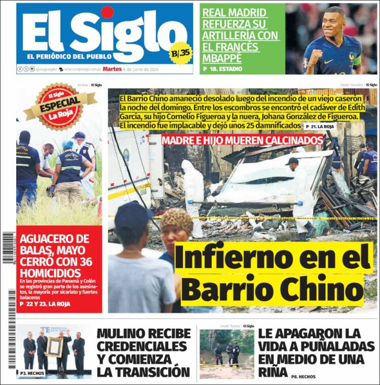 Portada de El Siglo (Panam&aacute;)