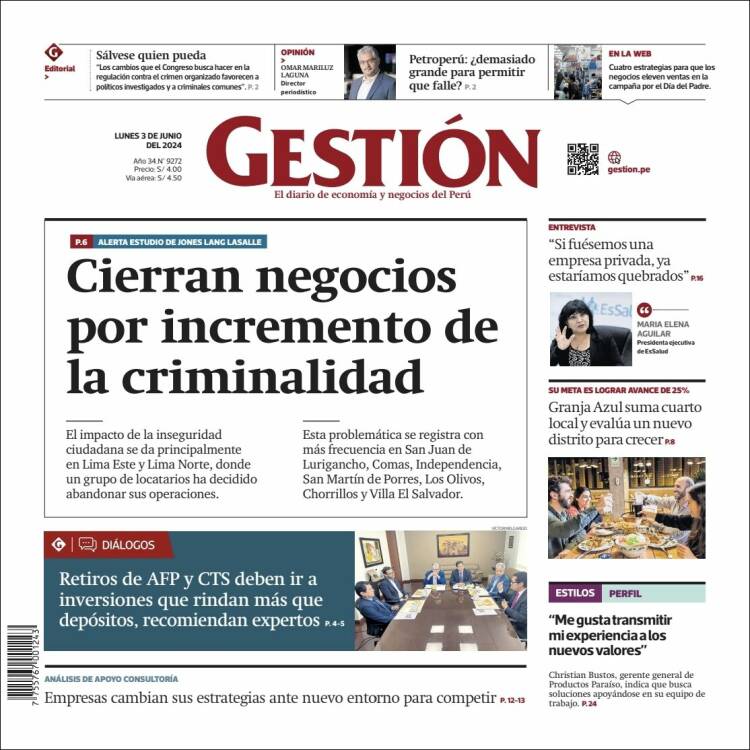 Portada de Diario Gestión (Per&uacute;)