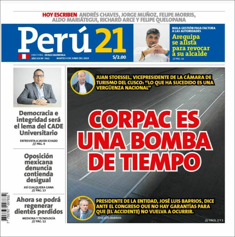 Portada de Perú 21 (Per&uacute;)